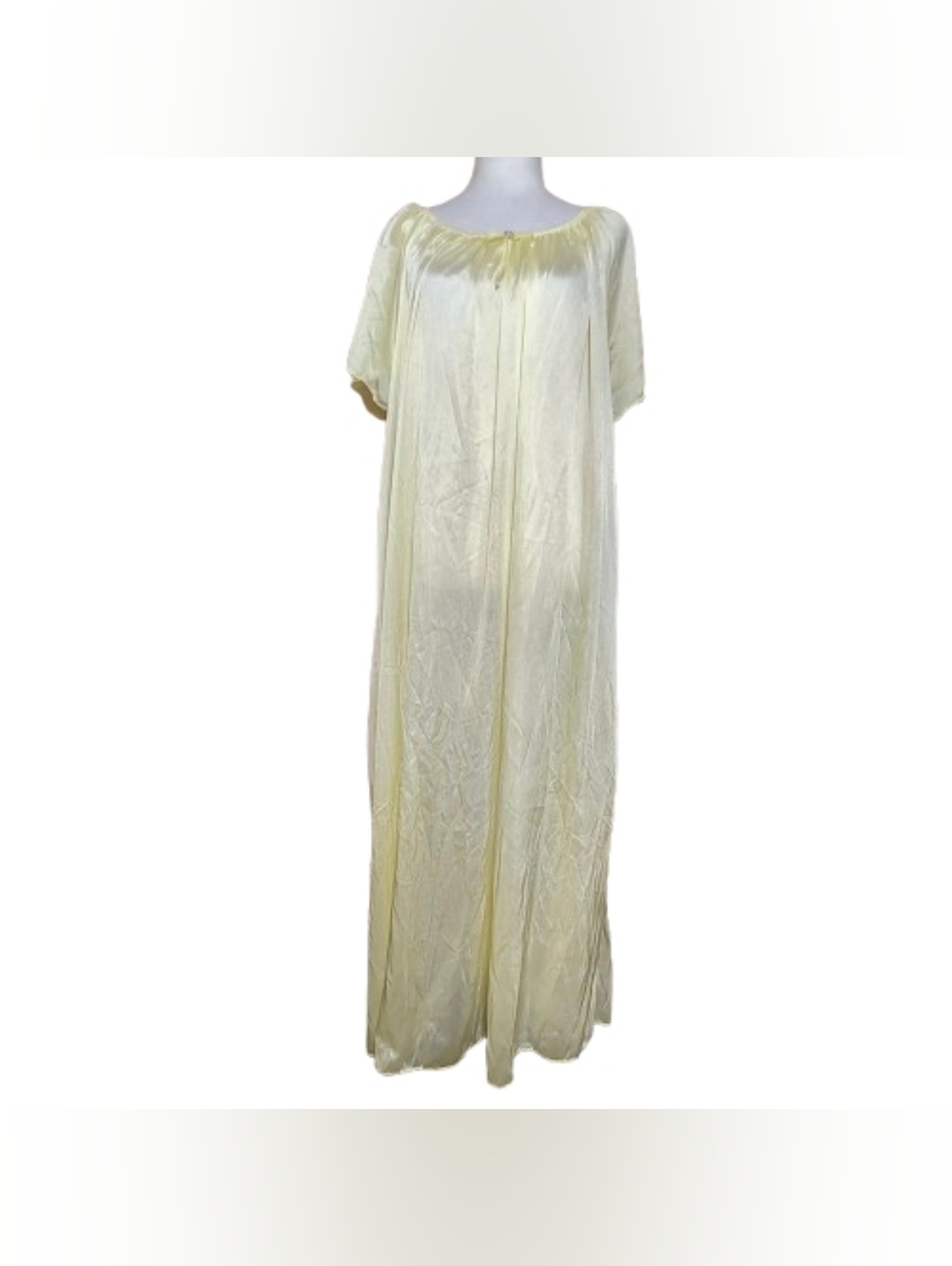Comfort Choice Sheer Maxi Lounge Dress 2X Yellow Flowy Nightgown Cover Up